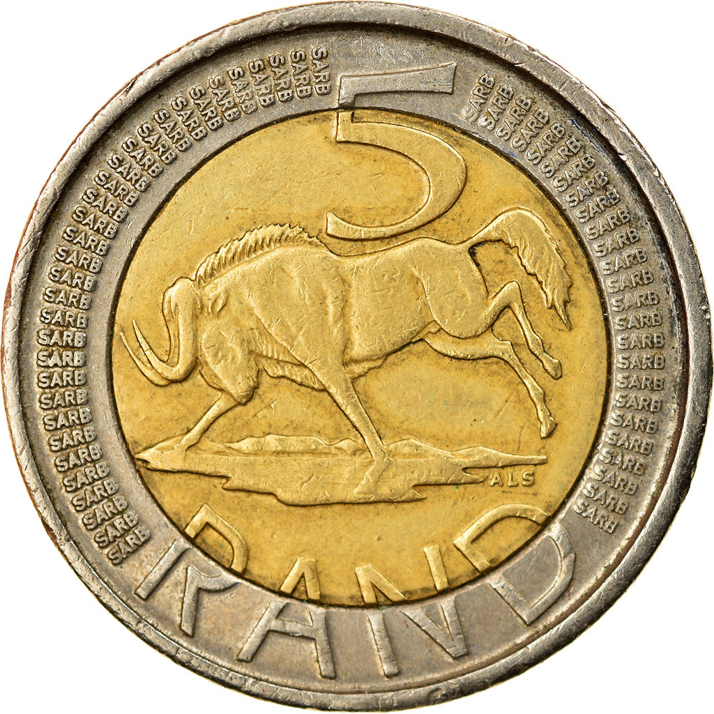 Moeda, África do Sul, 5 Rand, 2007, Pretoria, EF(40-45), Bimetálico, KM:346