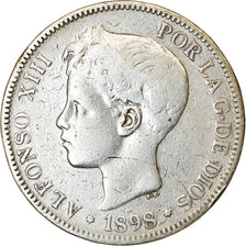Coin, Spain, Alfonso XIII, 5 Pesetas, 1898, VF(20-25), Silver, KM:707