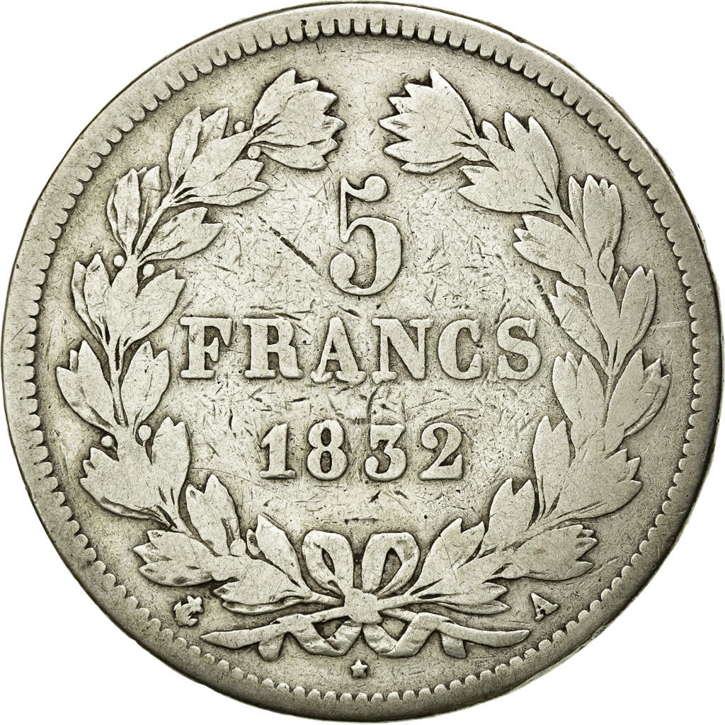 France, Louis-Philippe, 5 Francs, 1832, Paris, VF(20-25), Silver, KM:749.1, G...