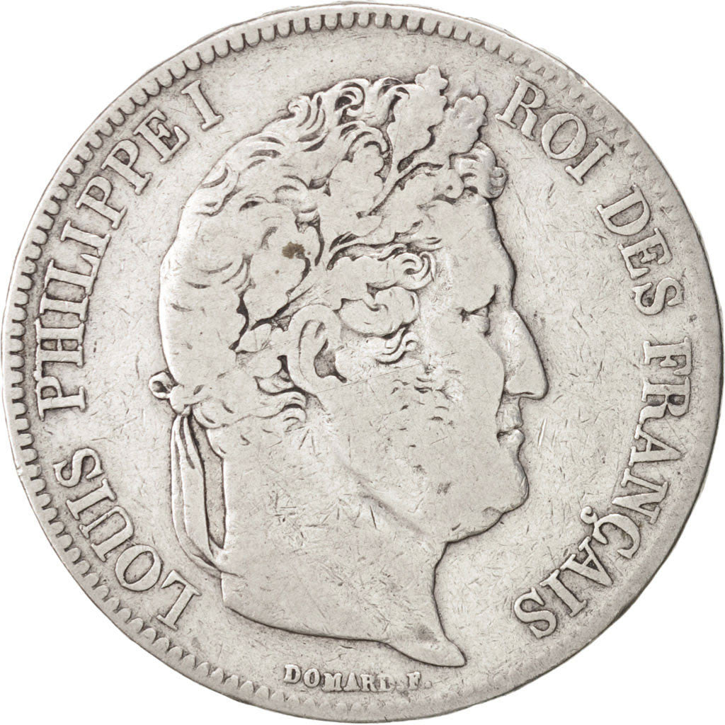 Moneta, Francia, Louis-Philippe, 5 Francs, 1832, Rouen, MB, Argento, KM:749.2