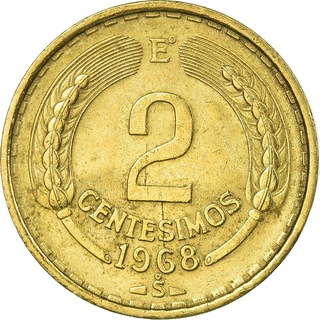 Coin, Chile, 2 Centesimos, 1968, Santiago, AU(50-53), Aluminum-Bronze, KM:193