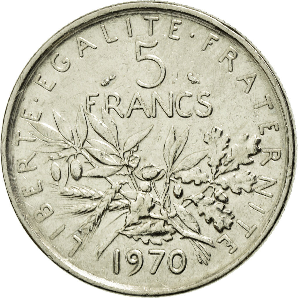 Coin, France, Semeuse, 5 Francs, 1970, Paris, AU(55-58), Nickel Clad