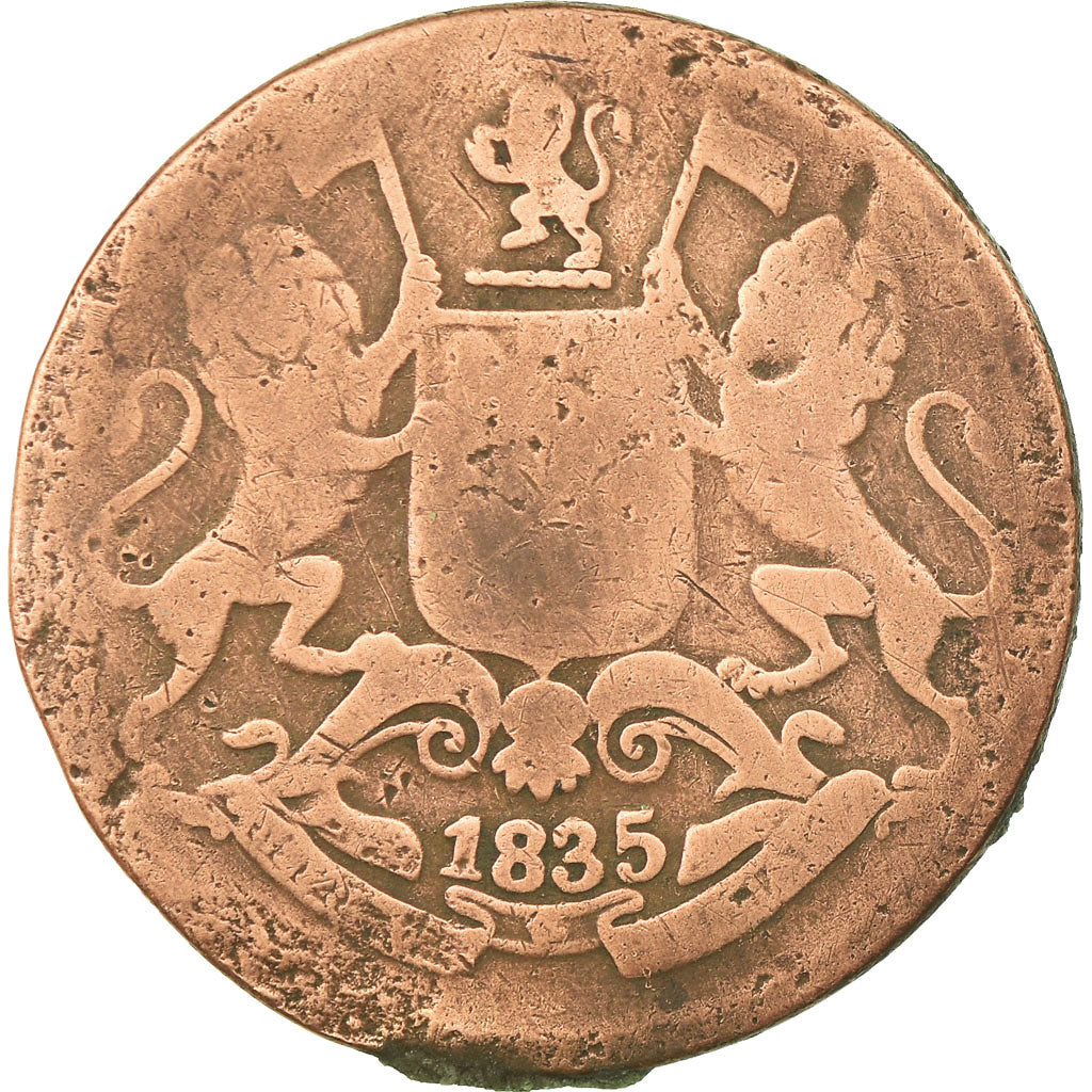Moneta, INDIA - BRITANNICA, 1/4 Anna, 1835, MB, Rame, KM:446.2