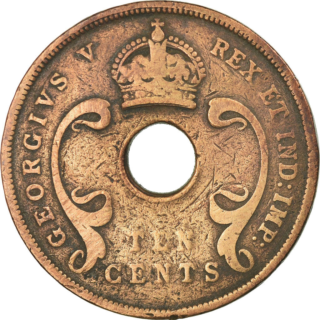 Moneta, AFRICA ORIENTALE, George V, 10 Cents, 1925, MB+, Bronzo, KM:19