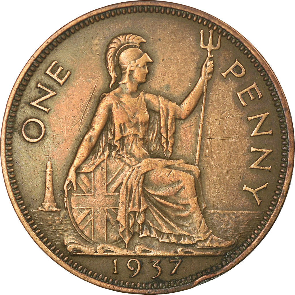 Münze, Großbritannien, George VI, Penny, 1937, S+, Bronze, KM:845