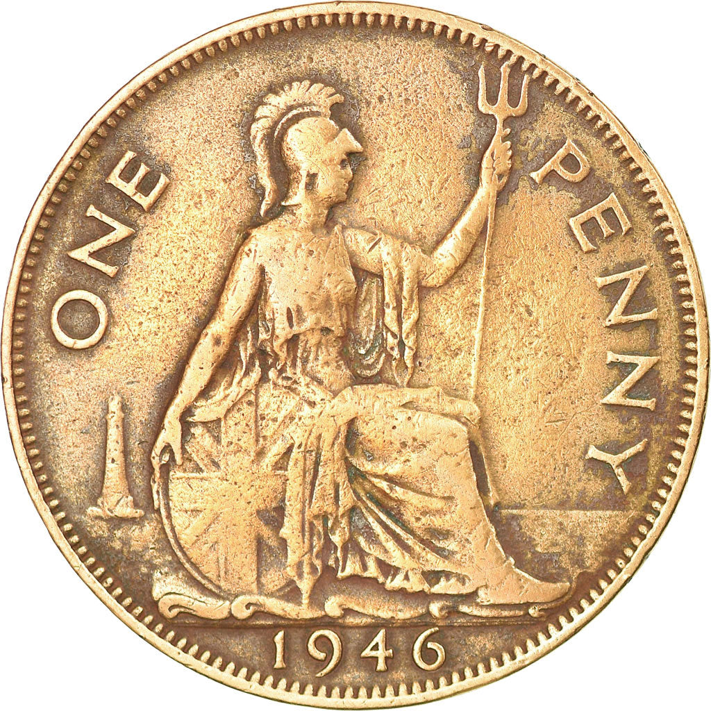Münze, Großbritannien, George VI, Penny, 1946, S+, Bronze, KM:845