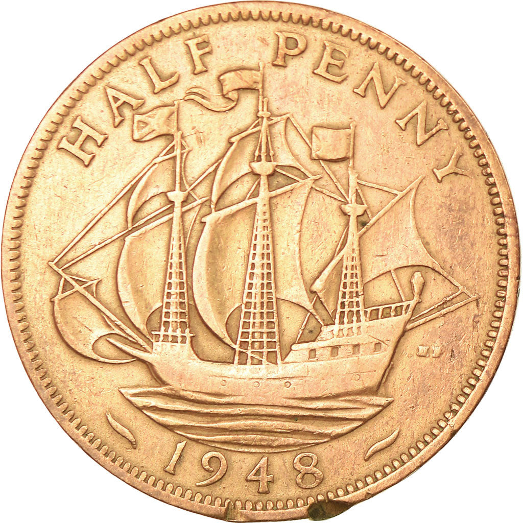 Coin, Great Britain, George VI, 1/2 Penny, 1948, VF(30-35), Bronze, KM:844