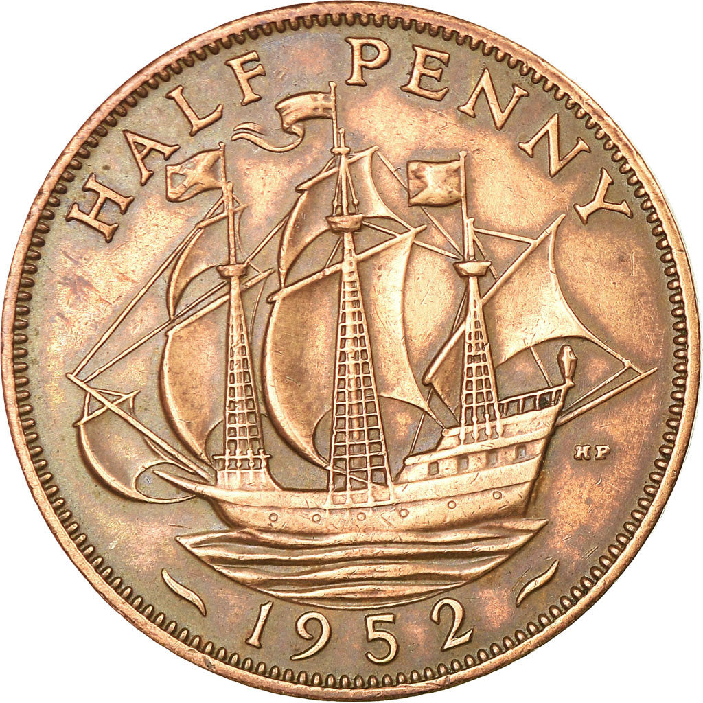 Coin, Great Britain, George VI, 1/2 Penny, 1952, AU(50-53), Bronze, KM:868