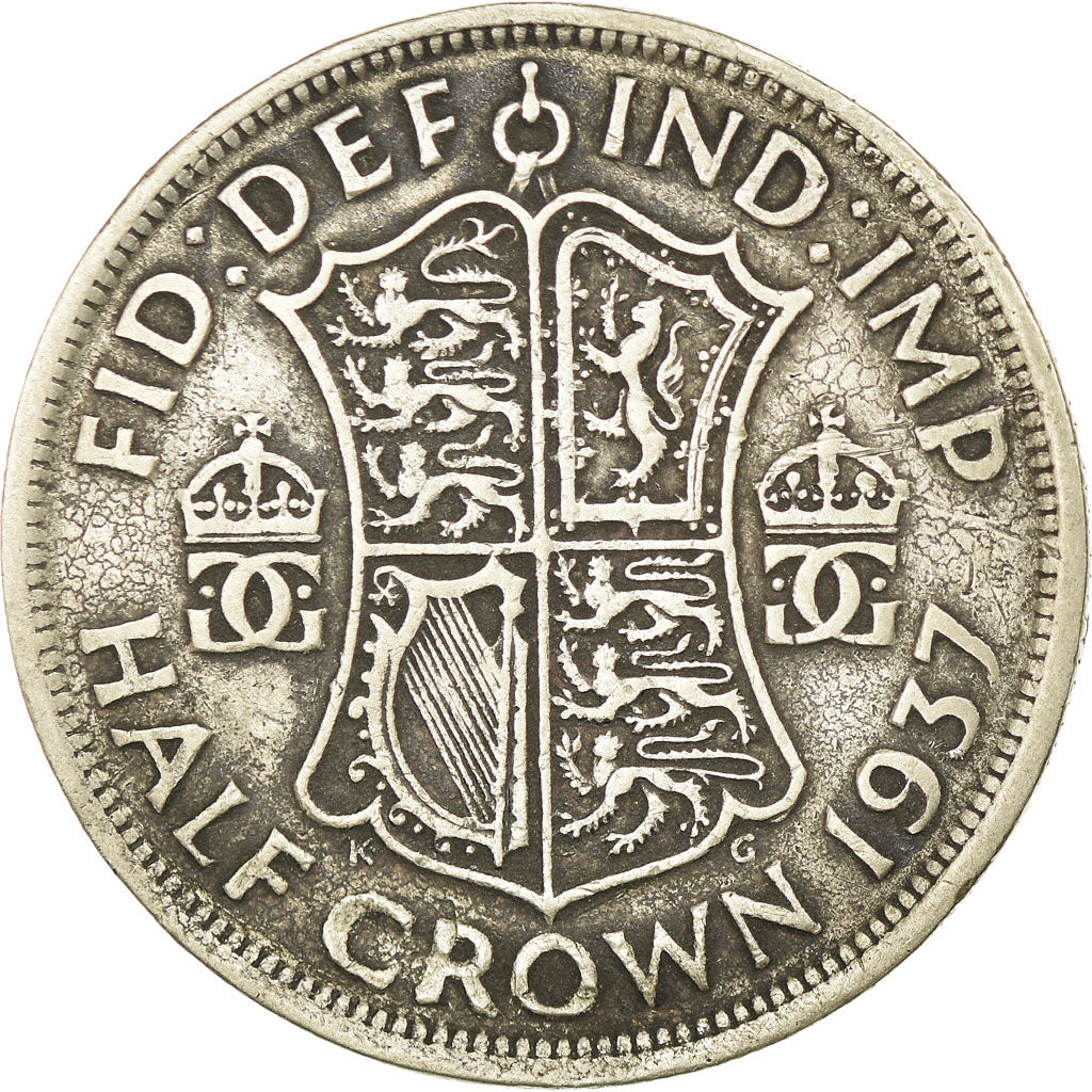 Monnaie, Grande-Bretagne, George VI, 1/2 Crown, 1937, TB, Argent, KM:856