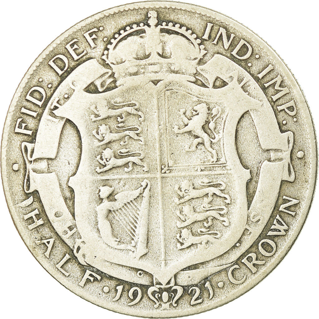Coin, Great Britain, George V, 1/2 Crown, 1921, VF(20-25), Silver, KM:818.1a