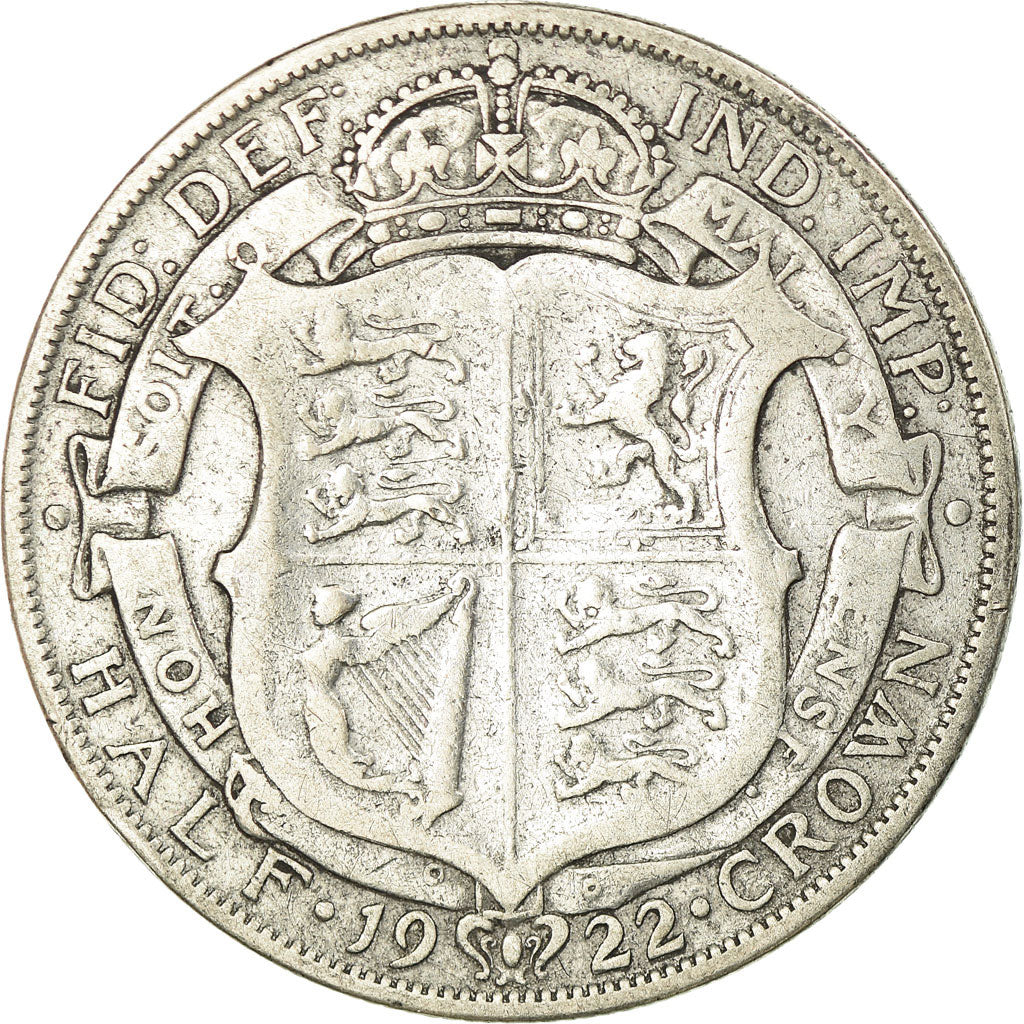 Coin, Great Britain, George V, 1/2 Crown, 1922, VF(20-25), Silver, KM:818.2