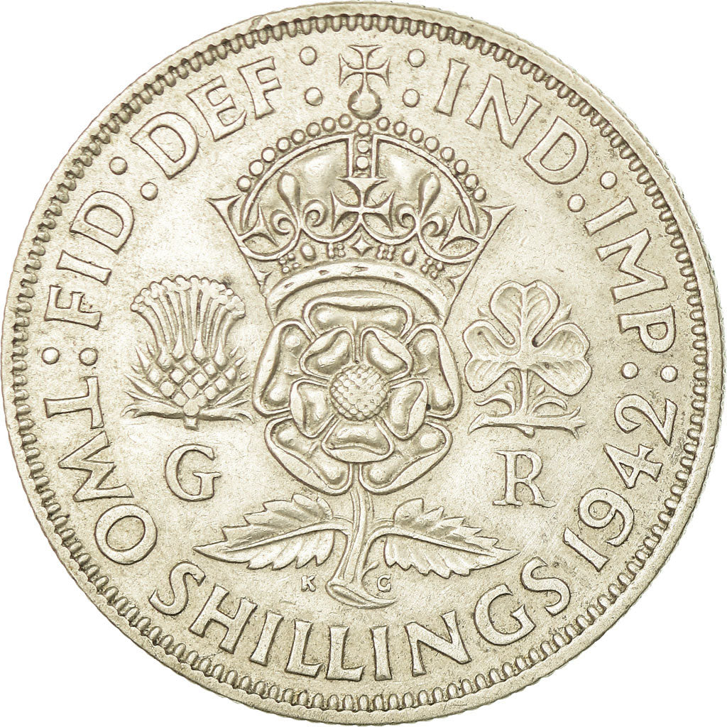 Monnaie, Grande-Bretagne, George VI, Florin, Two Shillings, 1942, TTB, Argent