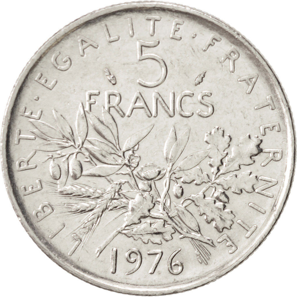 Coin, France, Semeuse, 5 Francs, 1976, Paris, MS(63), Nickel Clad Copper-Nickel