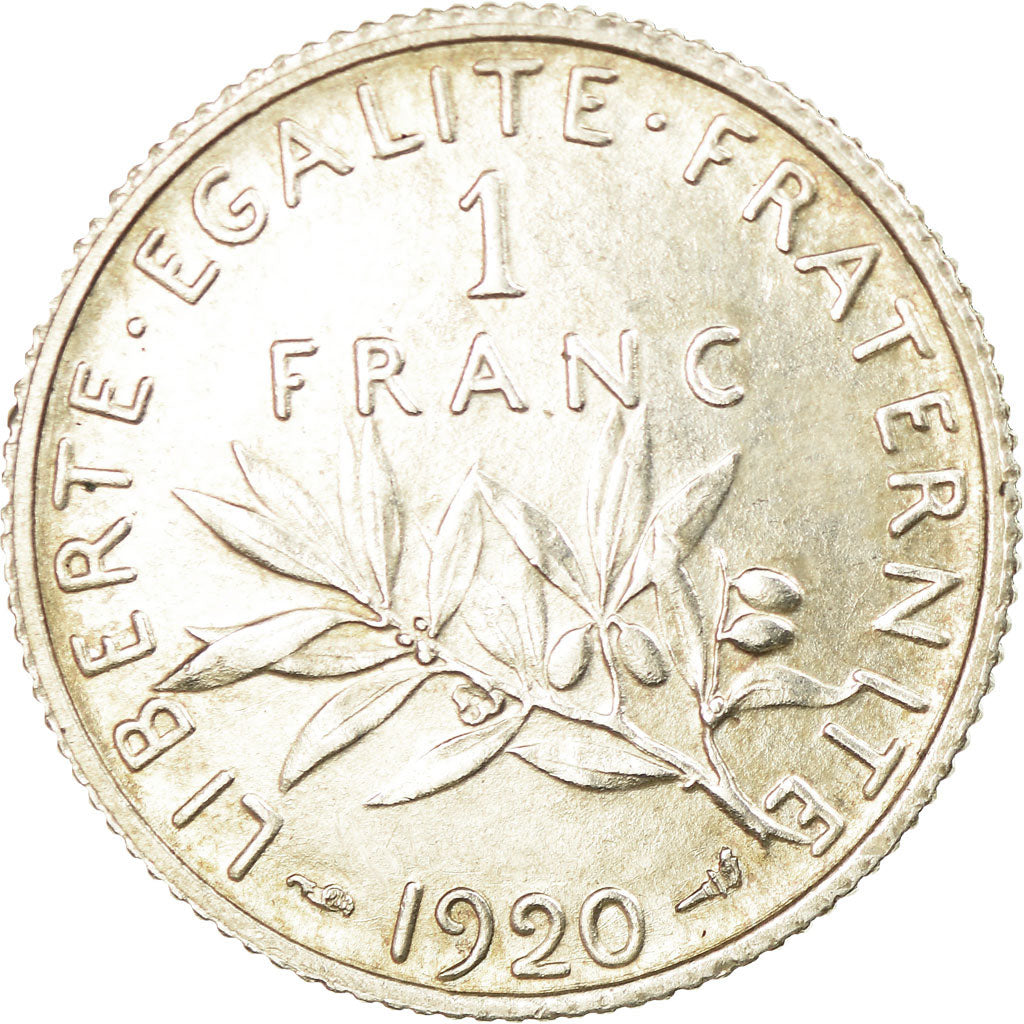Moneta, Francia, Semeuse, Franc, 1920, Paris, BB+, Argento, KM:844.1