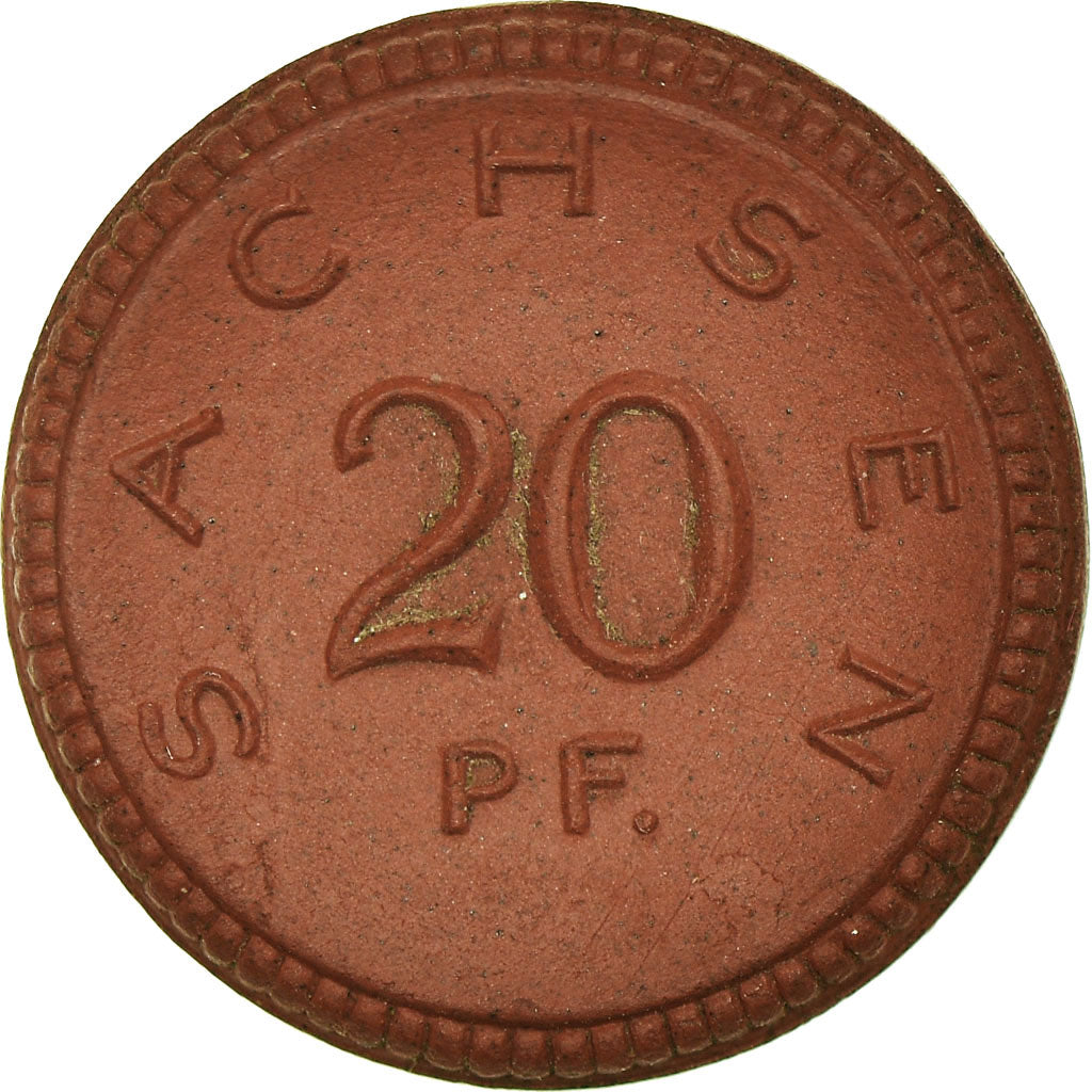 Moeda, Alemanha, 20 Pfennig, 1921, monnaie de nécessité saxe, MS(63)