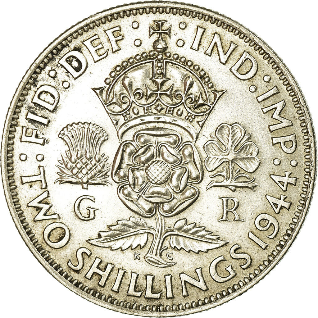 Münze, Großbritannien, George VI, Florin, Two Shillings, 1944, SS+, Silber