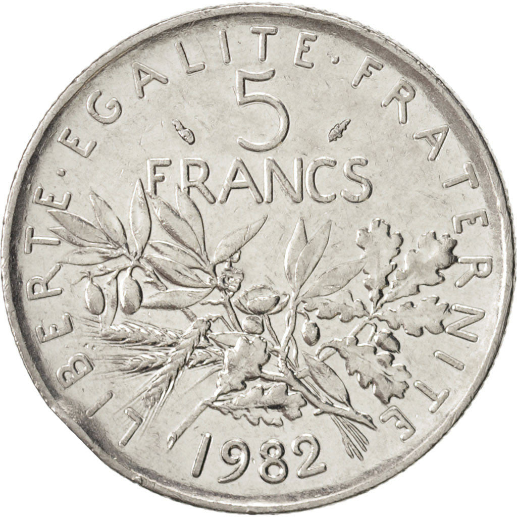 France, Semeuse, 5 Francs, 1982, Paris, MS(60-62), Nickel Clad Copper-Nickel,...