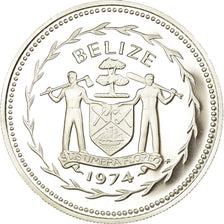 Moneda, Belice, 5 Dollars, 1974, Franklin Mint, Proof, FDC, Plata, KM:44a