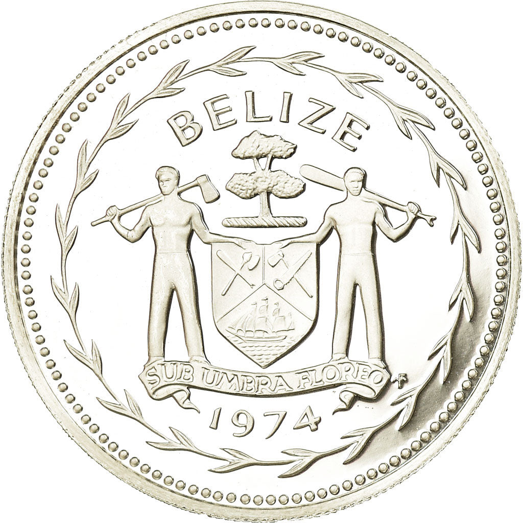 Moneda, Belice, Dollar, 1974, Franklin Mint, Proof, FDC, Plata, KM:43a
