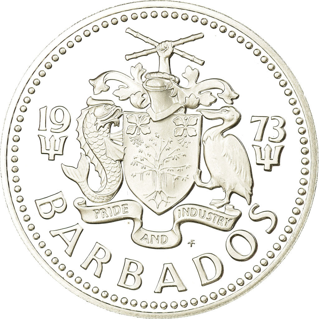 Munten, Barbados, 10 Dollars, 1973, Franklin Mint, Proof, FDC, Zilver, KM:17a