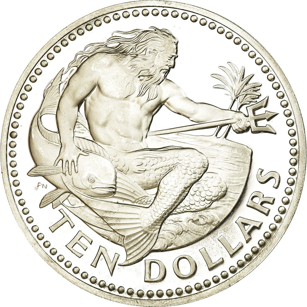 Munten, Barbados, 10 Dollars, 1973, Franklin Mint, Proof, FDC, Zilver, KM:17a