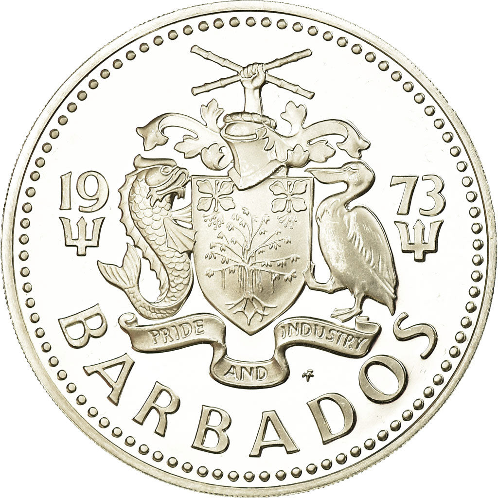 Münze, Barbados, 5 Dollars, 1973, Franklin Mint, Proof, STGL, Silber, KM:16a