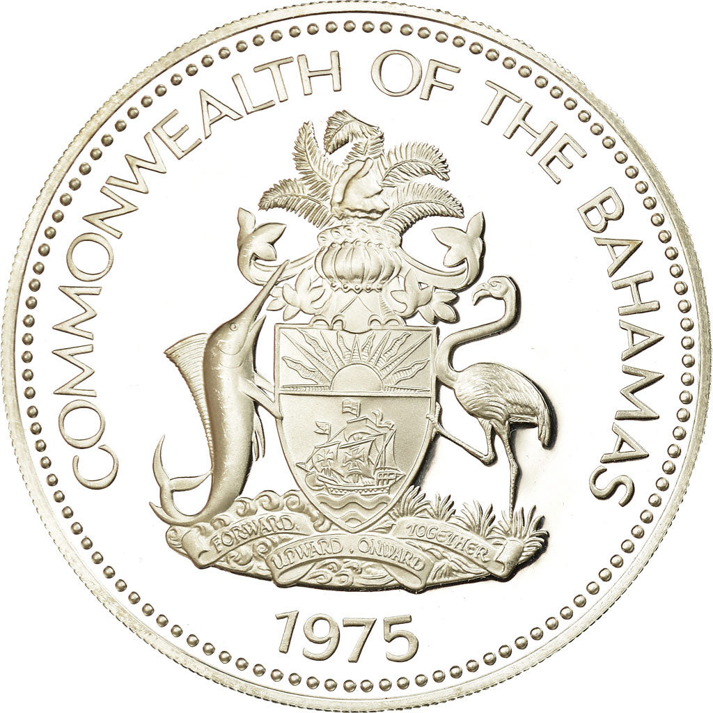 Coin, Bahamas, Elizabeth II, 10 Dollars, 1975, Franklin Mint, U.S.A., MS(65-70)