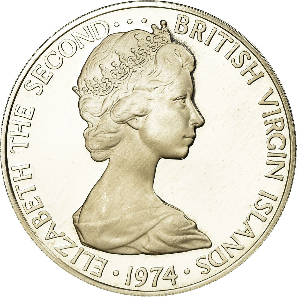 Moneta, ISOLE VERGINI BRITANNICHE, Elizabeth II, 50 Cents, 1974, Franklin Mint