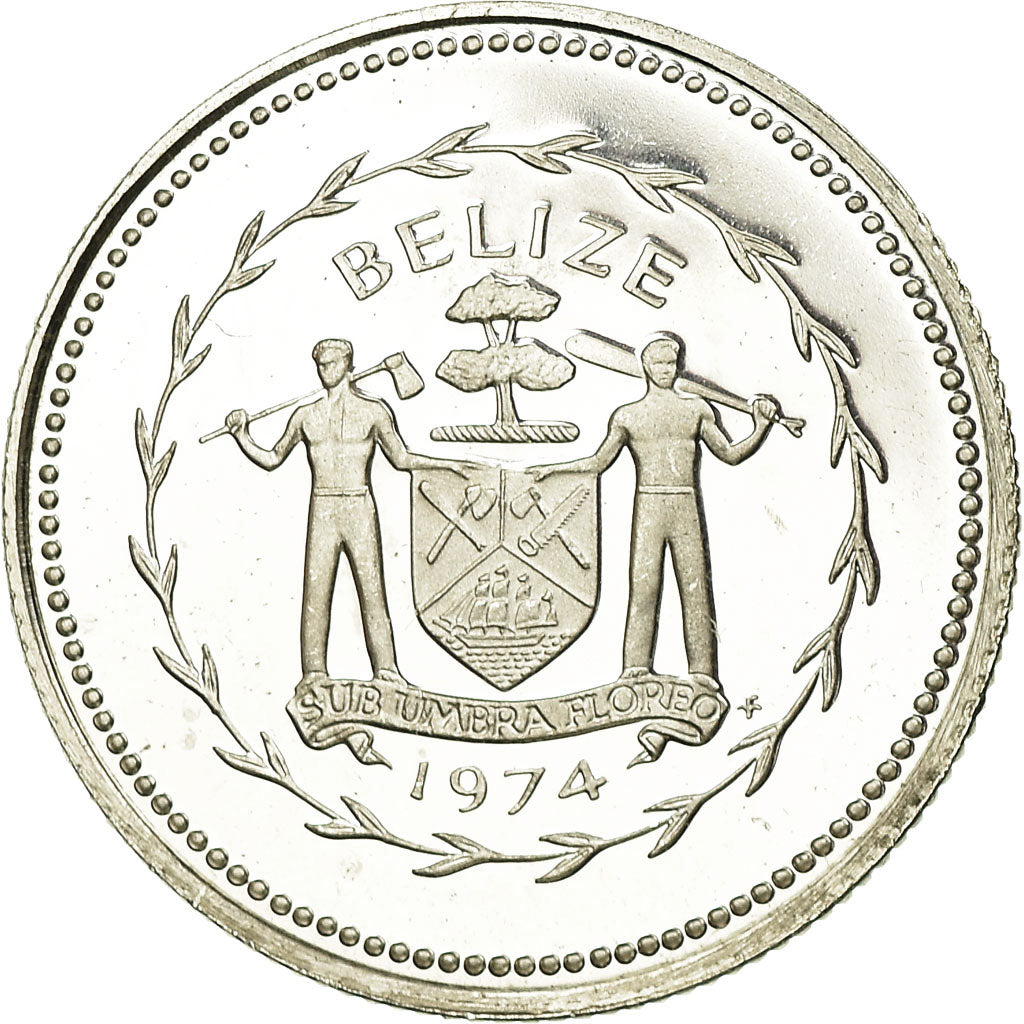 Moneta, Belize, 10 Cents, 1974, Franklin Mint, Proof, FDC, Rame-nichel, KM:40