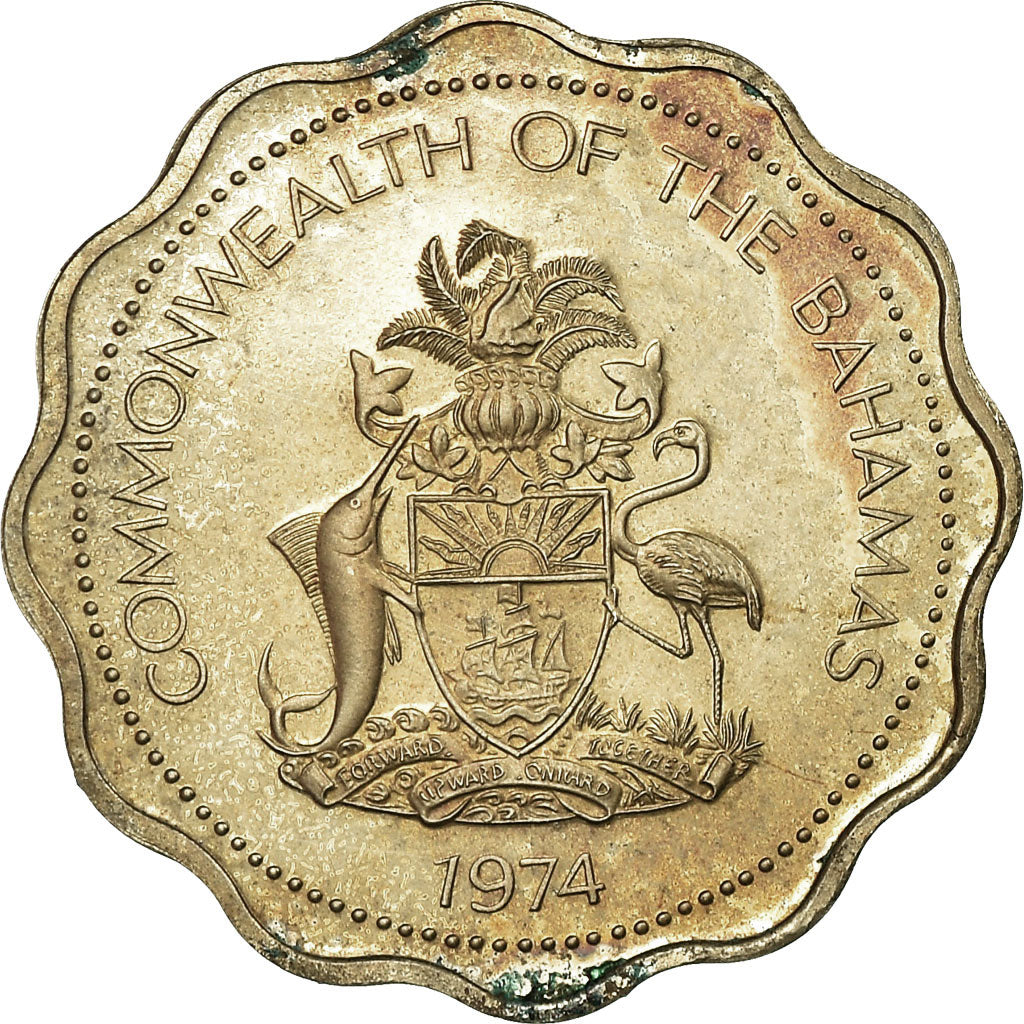 Moneta, Bahamas, Elizabeth II, 10 Cents, 1974, Franklin Mint, U.S.A., Proof
