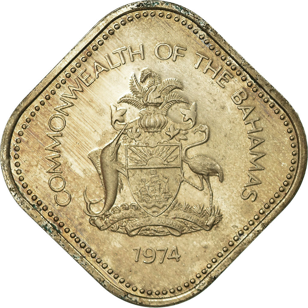 Moneta, Bahamas, Elizabeth II, 15 Cents, 1974, Franklin Mint, U.S.A., Proof