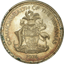 Moneta, Bahamas, Elizabeth II, 5 Cents, 1974, Franklin Mint, U.S.A., Proof, BB