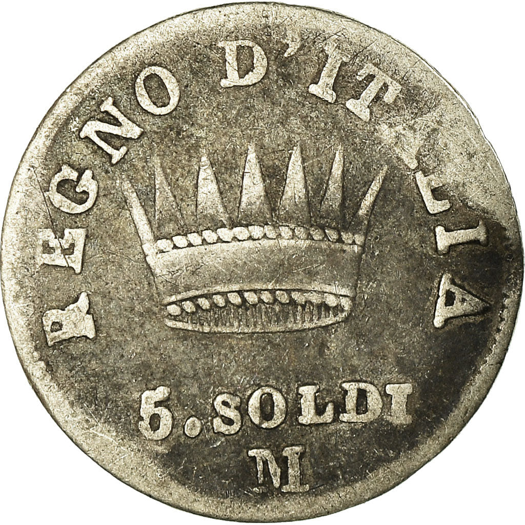 Moeda, ESTADOS ITALIANOS, KINGDOM OF NAPOLEON, Napoleon I, 5 Soldi, 1810, Milan