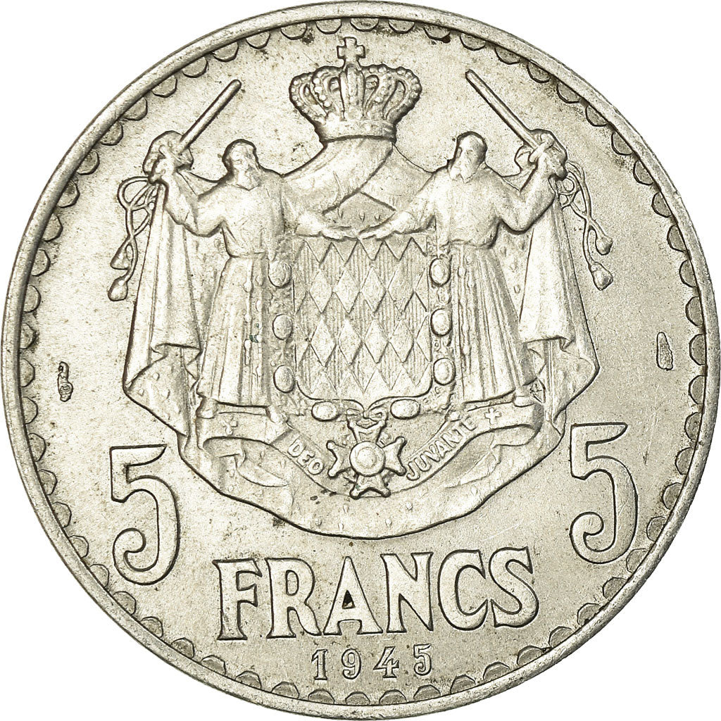 Moneta, Monaco, Louis II, 5 Francs, 1945, Paris, BB+, Alluminio, KM:122