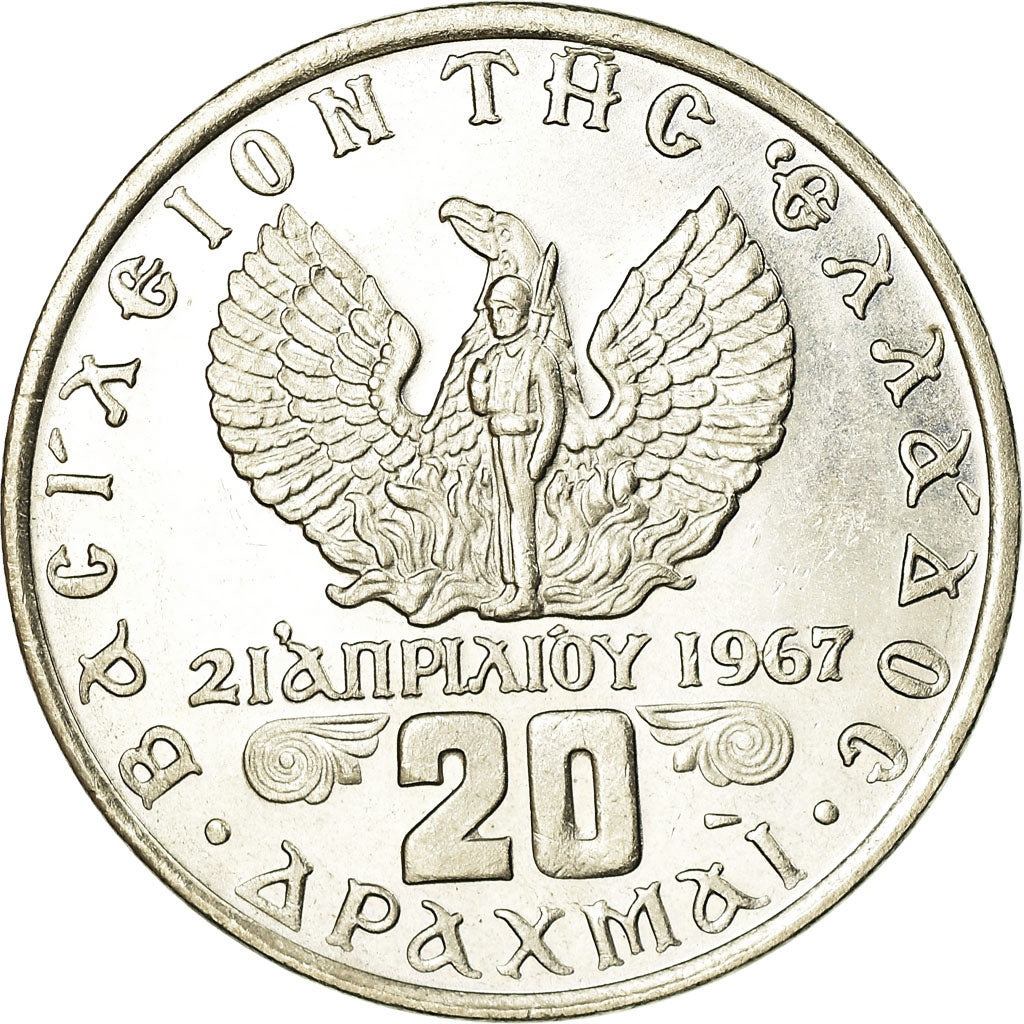 Moneta, Grecia, Constantine II, 20 Drachmai, 1973, SPL-, Rame-nichel, KM:111