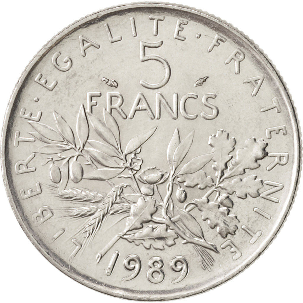 France, Semeuse, 5 Francs, 1989, Paris, SPL, Nickel Clad Copper-Nickel, KM:92...