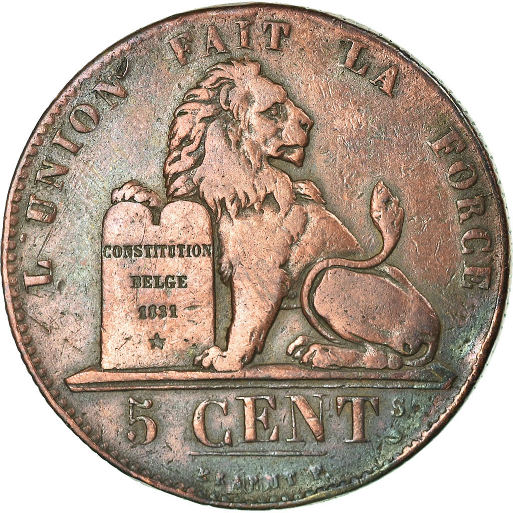 Moneta, Belgio, Leopold I, 5 Centimes, 1837, MB+, Rame, KM:5.1