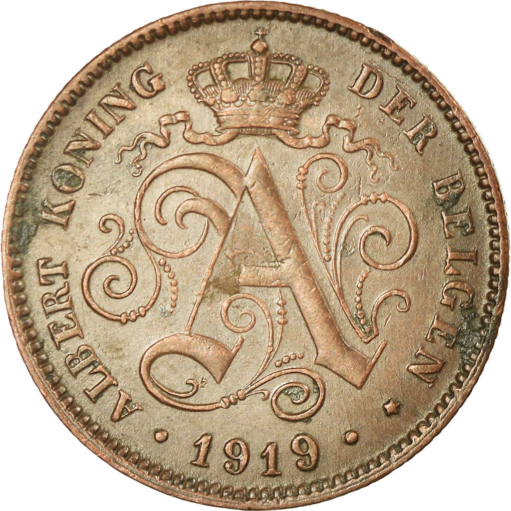 Coin, Belgium, Albert I, 2 Centimes, 1919, AU(50-53), Copper, KM:65