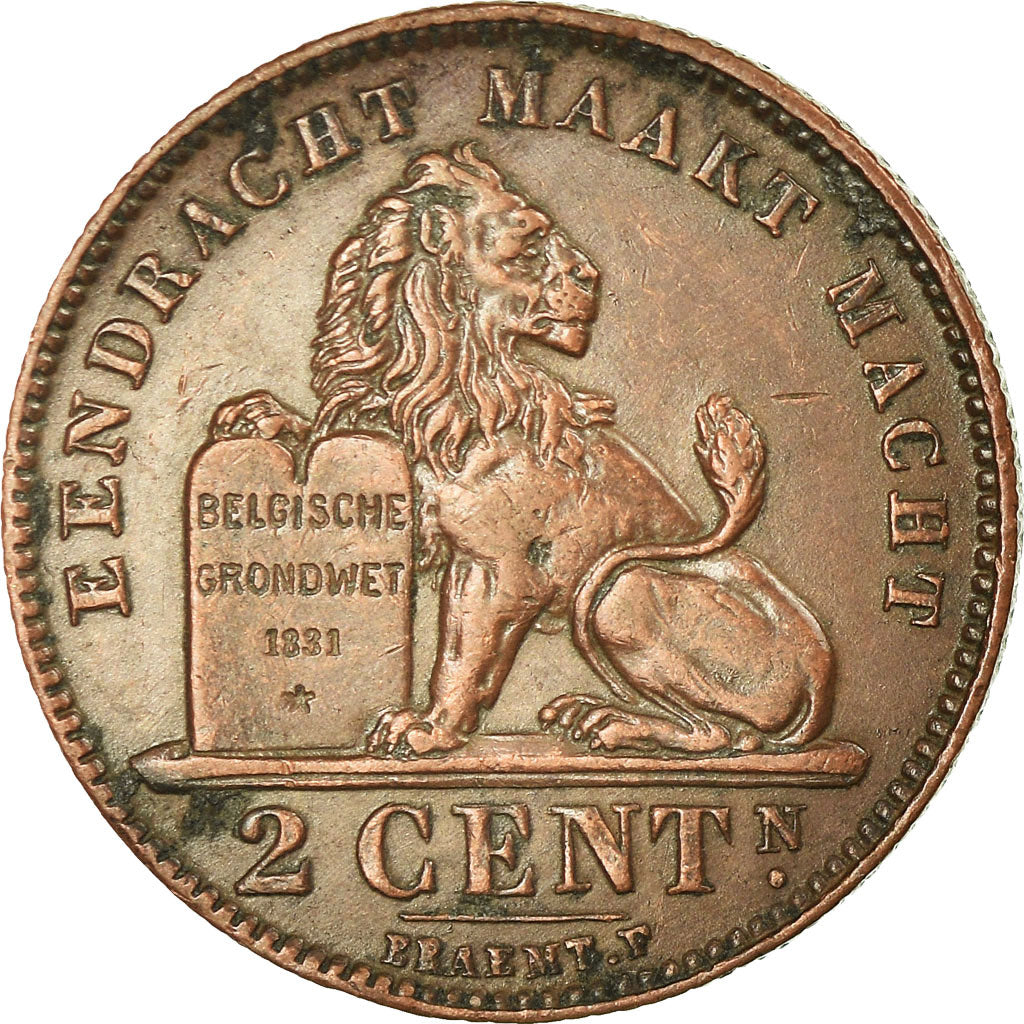 Coin, Belgium, Albert I, 2 Centimes, 1919, AU(50-53), Copper, KM:65