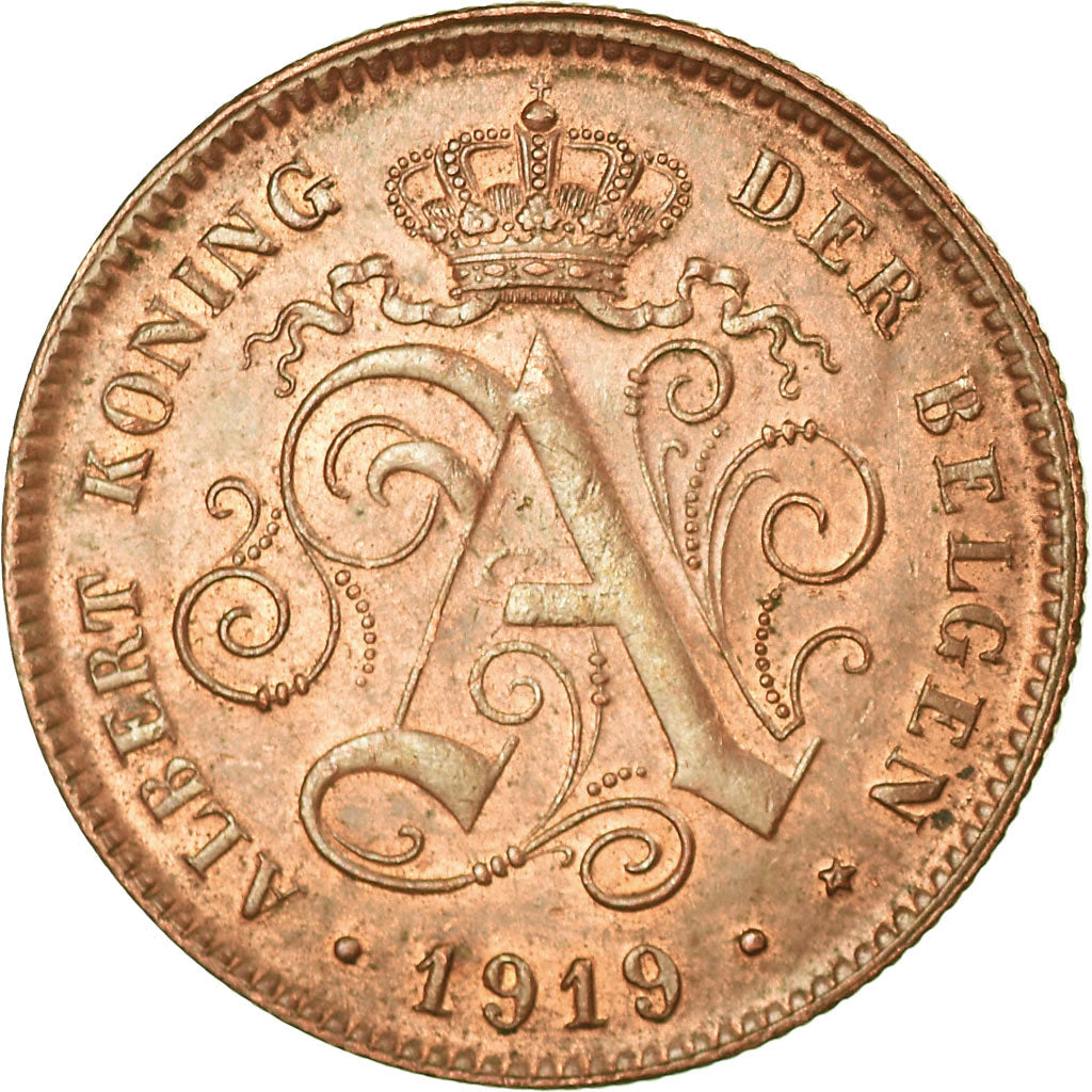 Moneta, Belgio, Albert I, 2 Centimes, 1919, BB+, Rame, KM:65