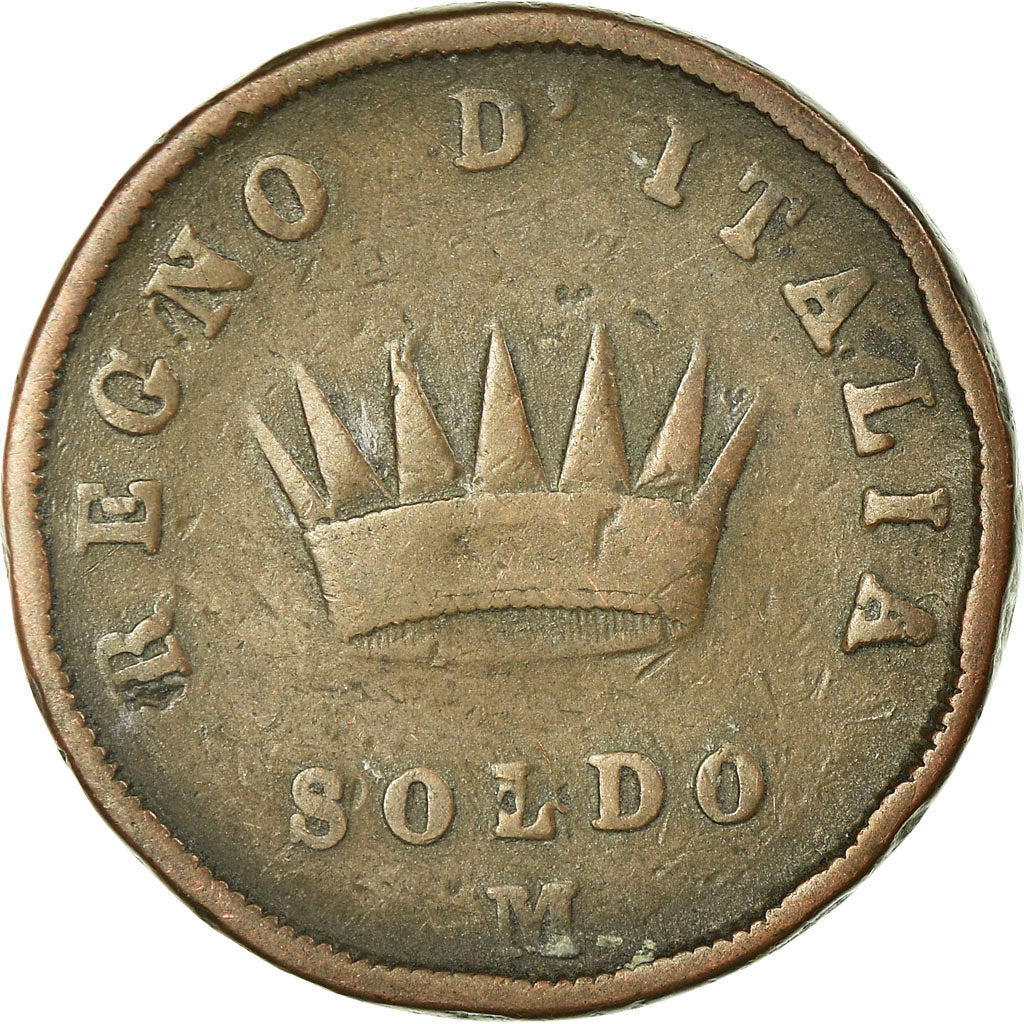 Munten, Italië, Napoléon I, Soldo, 1812, ZG+, Cuivre