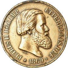 Moeda, Brasil, Pedro II, 20 Reis, 1869, EF(40-45), Bronze, KM:474