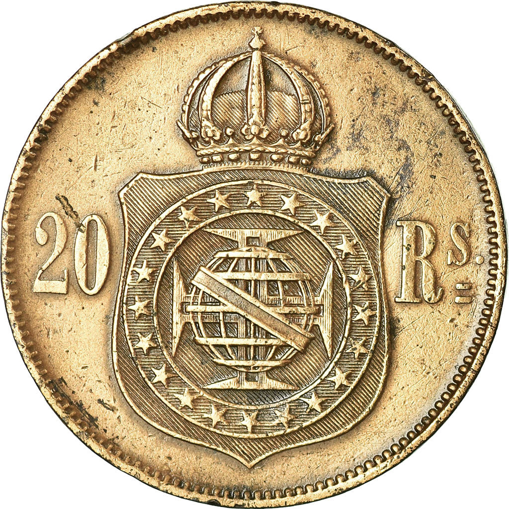 Moeda, Brasil, Pedro II, 20 Reis, 1869, EF(40-45), Bronze, KM:474