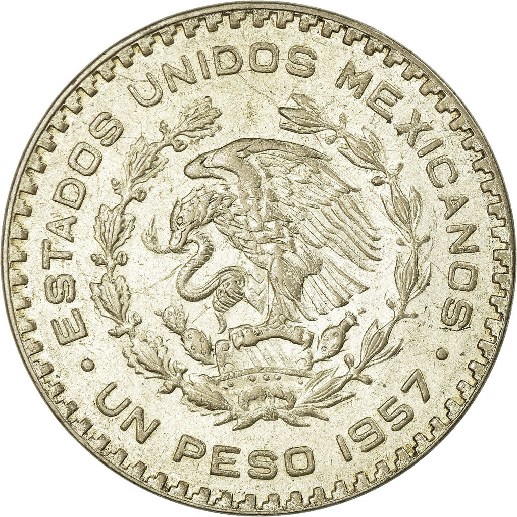 Moneta, Messico, Peso, 1957, Mexico City, BB, Argento, KM:459