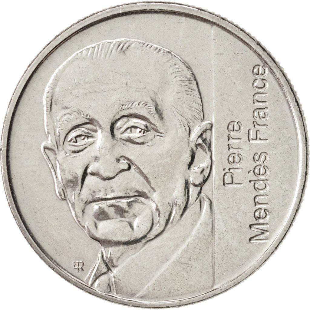 France, Mendès France, 5 Francs, 1992, Paris, MS(60-62), Nickel, KM:1006, Ga...
