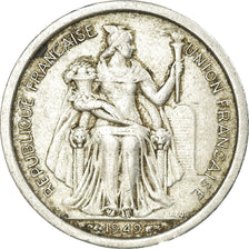 Münze, FRENCH OCEANIA, 2 Francs, 1949, S+, Aluminium, KM:3