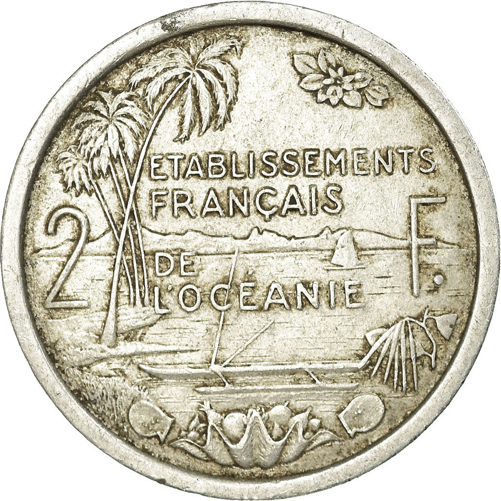 Münze, FRENCH OCEANIA, 2 Francs, 1949, S+, Aluminium, KM:3