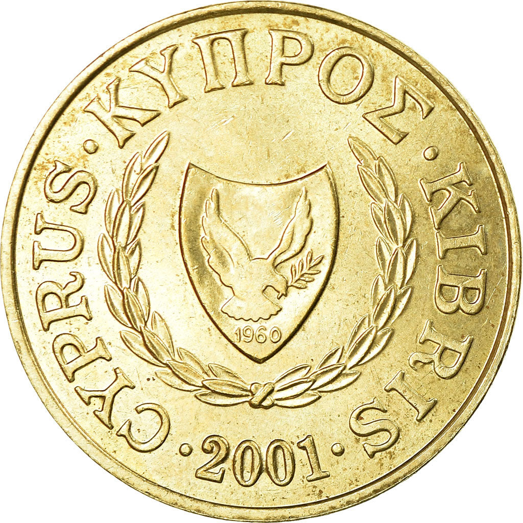 Moneta, Cypr, 5 Cents, 2001, EF(40-45), Mosiądz niklowy