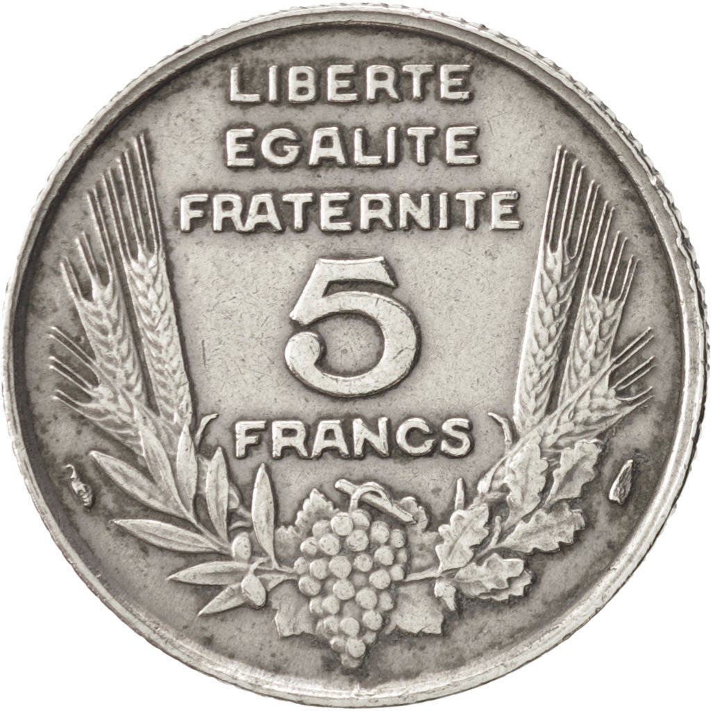 France, Bazor, 5 Francs, 1933, Paris, AU(50-53), Nickel, KM:887, Gadoury:753