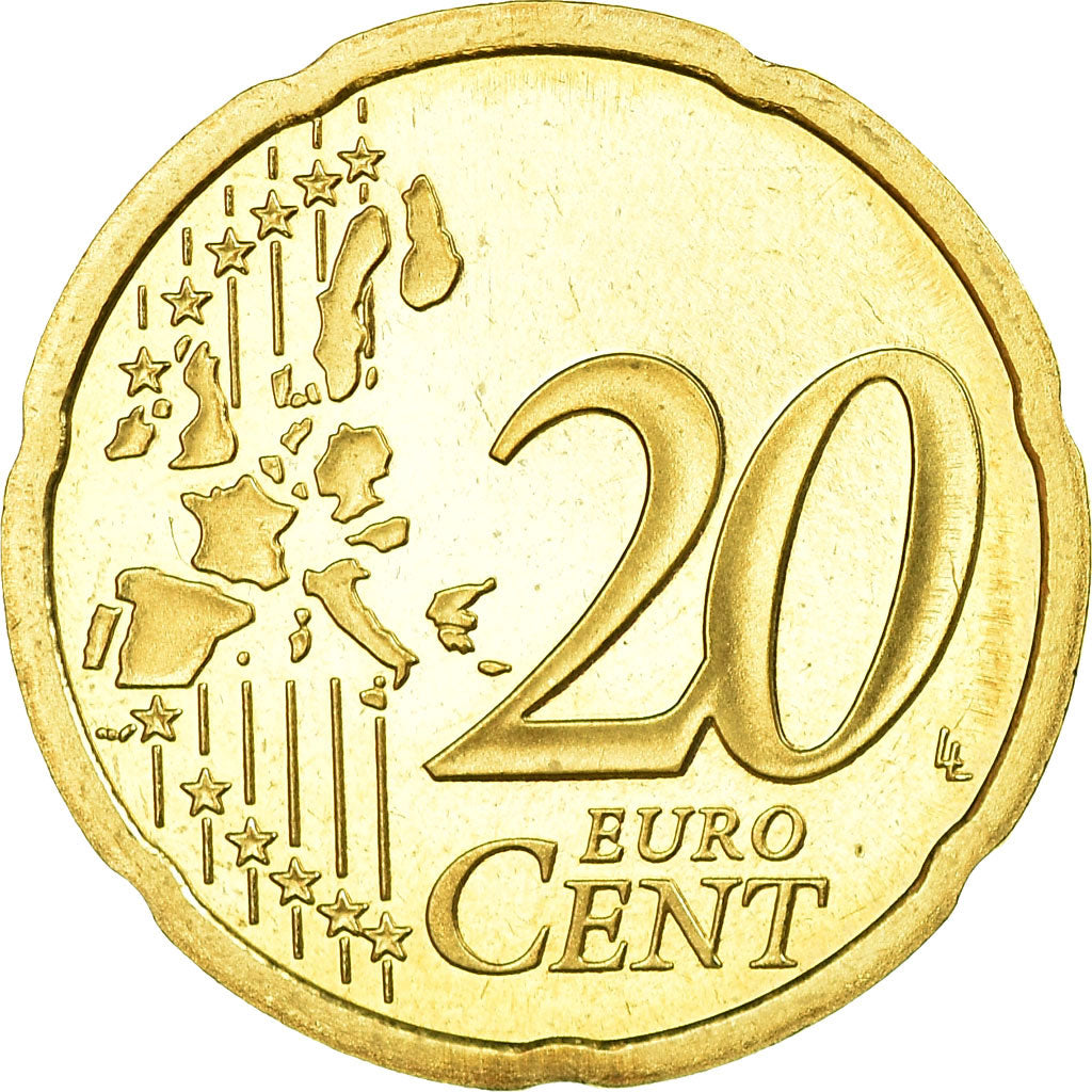 France, 20 Euro Cent, 2000, Proof, MS(65-70), Brass, KM:1286